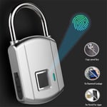 ZHSHOP IP65 Waterproof Fingerprint PadlockI Portable Fingerprint PadlockI USB Rechargeable Anti-theft Intelligent Keyless Security Padlock Door Luggage Lock Fingerprint Padlock (Color : Silver)