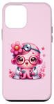Coque pour iPhone 12 mini Fond rose avec jolie pieuvre Docteur en rose