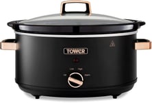 Tower T16043BLK Cavaletto 6.5 Litre Slow Cooker with 3 Heat Settings, Cool Touch