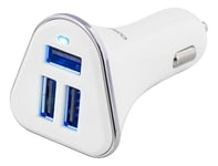 deltaco Car charger, 5.2 A, 3x USB-A, 12-24 V DC input, white/silver