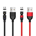 2 Pack 2m Magnetic Charging Cable Micro USB Cord 360° & 180° Rotation Magnetic Phone USB Cable Compatible with Samsung S7 Edge S6, Huawei Mate 7 8, Xiaomi 2 3 4, LG G3 G4 and More (Black+Red)