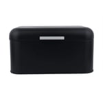 Retro Metal Bread Bin, Solid Color Bread Box, Large Capacity Kitchen Storage Container (Black)