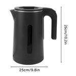 (Black)Electric Kettle 2L Safe 2000W Electric Water Boiler Double Layers