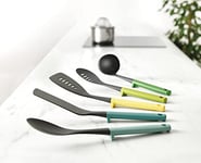 Joseph Joseph Duo 5-piece Utensil Set with integrated tool rest, Hygienic Cooking Kitchen Utensils Set for use with non-stick cookware, Opal