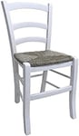 Dmora - Chaise classique en bois, pour salle à manger, cuisine ou salon, Made in Italy, 46x42h87 cm, Couleur Blanc