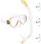 Cressi Kids Ondina Vip Jr-Mask & Snorkel-Snorkeling Combo Set (Made in Italy), Clear/Yellow