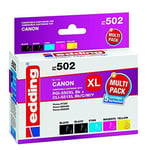 Pack de cartouches compatible Edding edding 502 noir, cyan, magenta, jaune - remplace Canon PGI-550PGBK XL, CLI-551 C,M,