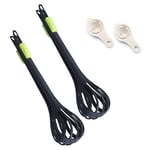 Mostop 2 Pack Multifunctional Whisk Bread Clip 2 in 1 Hand Egg Beater Silicone Balloon Whisk Steak Clip for Mixing, Whisking and Stirring
