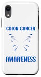 Coque pour iPhone XR Simple blue Butterfly quote Colon Cancer Awareness