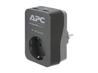 APC Essential Surgearrest PME1WU2B-GR - Protection contre les surtensions - CA 220/230/240 V - 4000 Watt - connecteurs de sortie : 1 - Allemagne - noir