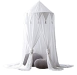 YunNasi Bed Canopy for Kids Mosquito Net Children's Tent Dome Bed Mantle Children's Room Decoration (White 2)