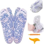Reflexologisockar med triggerpunktmassageverktyg, fotmassageverktyg för smärtlindring, reflexologisockar med akupressurpenna med Gua Sha-ände - men