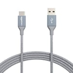 Amazon Basics USB-C to USB-A 2.0 Fast Charger Cable, Nylon Braided Cord, 480Mbps Speed, USB-IF Certified, for Apple iPhone 15, iPad, Samsung Galaxy, Tablets, Laptops, 3 m, Dark Gray