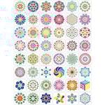 48 stycken Mandala Stencil Dotting Stones Målarbok Blommor Dotting Stenciler 13 x 13 cm