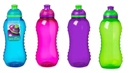 5 x Sistema Twist N Sip Squeeze Drink Water Bottle Leakproof School Sport 330ml