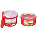 Sistema Microwave Rice Cooker | 2.6 L | Dishwasher Safe Small Rice Cooker | BPA-Free | Red & Microwave Round Bowl | Microwave Food Container | 915 ml | BPA-Free | Red/Clear