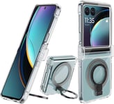 Pusiikeer Compatiple for Motorola Moto Razr plus 2023 Stand Phone Case, Metal Wi