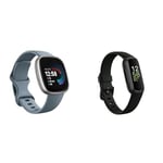 Fitbit Versa 4 Fitness Smartwatch with built-in GPS and up to 6 days battery life, Waterfall Blue/Platinum Aluminium & Inspire 3 Activity Tracker with 6-months Premium Membership Included
