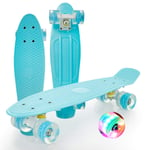 Mini Retro Cruiser Skateboard Complete 22" PP Deck Maximum Load 100kg with PU Flash Wheel for Adults Beginners Girls Boys Highway Street Scooter (Color : D)