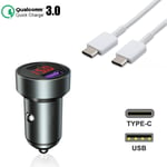 For Samsung Galaxy S20 FE Car Charger Usb-C Car + Type C - Cable Charger Adapter