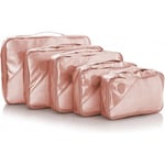 Heys Metallic Packing Cubes -förvaringspåsar, 5 stycken, roseguld