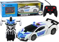 R/C Polisbil 2In1 Auto Robot Ljud Ljus