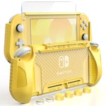 HEYSTOP Case for Nintendo Switch Lite,Hard Cover for Nintendo Switch Lite Console,Protective Case for Nintendo Switch Lite Accessories with Tempered Screen Protector and Thumb Stick Caps(Yellow)