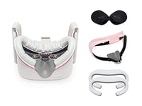 VR Cover Facial Interface Bracket & Foam Replacement with Lens Protector Cover for Meta/Oculus Quest 2 (ThrillSeeker Edition - Pink & Light Grey)