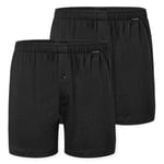 Schiesser Kalsonger 2P Long Boxershorts Svart bomull 5XL Herr