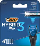 BIC Hybrid 3 Flex Men's Razor Refills with 3 Nano-Tech Titanium Moveable... 