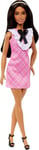 Mattel Barbie Doll - Fashionistas #209 With Black Hair Wearing A Pink Plaid Dress (HJT06)