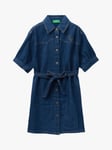 Benetton Kids' Chic Denim Shirt Dress, Blue