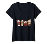 Groovy Latte Sweets Hot Chocolate Cat Lover Christmas Pajama V-Neck T-Shirt
