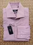 New Hugo BOSS mens red striped smart suit travel shirt Small Medium 15 38 £129