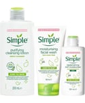 Simple Womens Skin Care Bundle of Light Moisturiser, Cleansing Lotion & Face Wash - NA Cotton - One Size