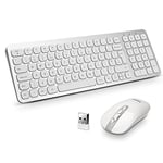 LeadsaiL Wireless Keyboard and Mouse Set, Wireless USB Mouse and Compact Computer Keyboards Combo, QWERTY UK Layout for HP/Lenovo Laptop and Mac-Silver