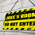 Personalised Boys Bedroom Sign DO NOT ENTER Funny Gift For Brother Son