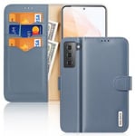 Samsung Galaxy S21 Plånboksfodral - Dux Ducis Äkta Läder Isblå (RFID Skydd)