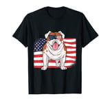 Bulldog American Flag 4th of July USA Independence Day Funny T-Shirt