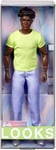 Barbie Looks Ken Doll, Collectible No. 25 with Curly Black Hair and Modern Y2K Fashion, Chartreuse Tee and Pastel Trousers with Silver Boots, HRM17