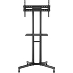 BONTEC Mobile TV Stand on Wheels for 32-70 inch LCD LED OLED Flat Curved TVs, Height adjustable Shelf Trolley Floor Stand Holds up to 50kg, TV Stand with Tray Max VESA 600x400mm