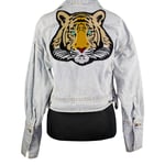 Large Size Tiger Biker Patch for Jacket Backing, Punk Motorcycle Embroideried Iron on Badge Tiger Patch Garment Accessory (Yellow)