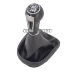5/6-växlad MT-växelspaksknopp för bil med PU-läderkänga för Seat Leon 2006 2007 2008 2009 2010 2011 2012-6 hastighet Svart 6 speed Black