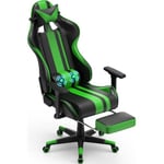 SOONTRANS Fauteuil gamer - Chaise gaming - Chaise de bureau ergonomique - fonction de massage - avec repose-pieds - Vert
