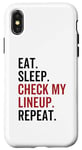 Coque pour iPhone X/XS Eat Sleep Check My Lineup Repeat Funny Fantasy Football