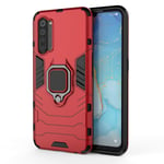 XIFAN Case for Oppo Find X2 Lite, [Heavy Duty] Tactical Metal Ring Grip Kickstand Shockproof Bumper, Works With Magnetic Car Mount Cover, Red
