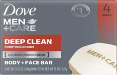 Dove Men Plus Care Body And Face Bar Soap Deep Clean  4.25 Oz  4 Bars
