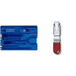 Victorinox Swiss Card, Swiss Made Pocket Tool, Credit Card Size, 10 Functions, Pen, Scissors, Blue Transparent & Unisex_Adult 8.2050.b1 Nail Clipper, red, Standard Size