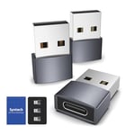 Syntech Adaptateur USB c vers USB Pack de 3 Compatible avec iPhone 16 Pro Max/16 Plus/15 iPad Air 6 Apple Watch Series 9/8/7 AirPods 3 Samsung Galaxy Gris