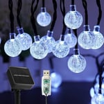 Solar Light Garland, 50 Led Crystal Ball Lights Ip65 Vattentät, Extra USB-kontakt, 8 Modes Dekorativa Fairy Lights [q3634]